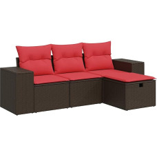 Garten-Sofagarnitur mit Stauraum & Fußhocker - PE-Rattan, 55x53x34 cm, für Terrasse und Innenhof Modelis3325660