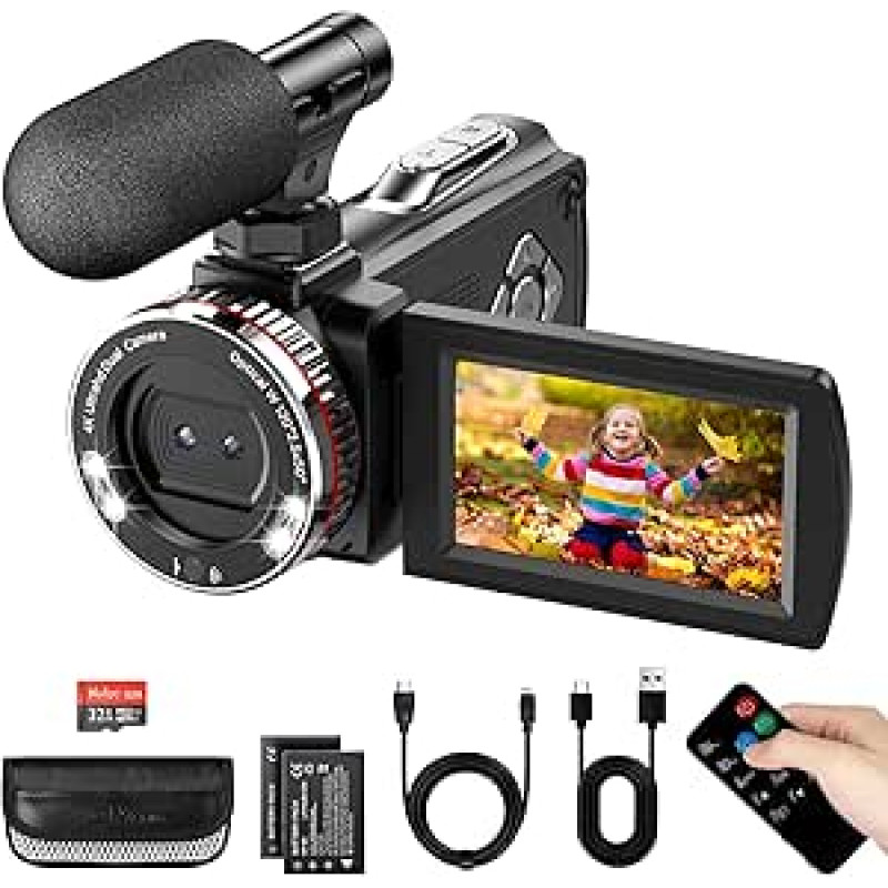 Vaizdo kamera 4K 48MP 21X skaitmeninis priartinimas 3 colių 270° apverčiamas ekranas Vlogų kamera 