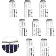 Anbte 8 Stück Balkonkraftwerk Haken 304 Edelstahl, Solarpanel Halterung Set Balkonhaken inkl. Montagezubehör, Universelle PV Modul Haken für Solarmodule Balkongelände, Flachdach, Wohnmobile (Silber)