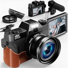 Digital Camera Camcorder, 56MP Digital Camera, Photo Camera with 180° Flip 3.0 Inch Screen, with Wide Angle + Macro Lens, 32G TF Card, 3.0 Inch Compact Camera, 180° Flip Screen