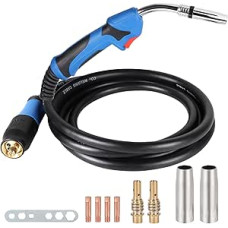 4M Hose Package Protective Gas MB 25KD MIG/MAG Welding Torch Euro Central Connection Lightweight Flexible Head for Protective Gas Welding Machine CO² Welding with 8 Pieces Wear Parts Set