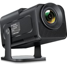 Mini projektorius HY320 Nešiojamasis projektorius, palaikantis 4K 1080P su dviejų juostų WIFI6 5G belaidžiu ryšiu 5.0 Bluetooth Android 11, 180° pasukamas, automatinis geometrijos koregavimas, 40 ekranų vaizdo projektorius