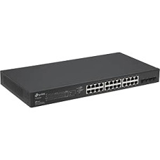 TP-LINK - NETWORKING TL-SG2428P 24-Port Gigabit Managed PoE Switch with 4 SFP Slots (250 Watt, Central Cloud Management, Integrated in Omada SDN, IPv6, Secure Network) Black, Business Network