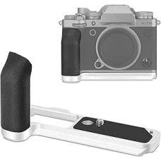 Haoge X-T5 Hand Grip for Fujifilm X-T5 Camera L-shaped Grip with Ergonomic Silicone Side Grip, Built-in Arca Swiss Type Plate for DJI RS2/RS-C2/RS3/RS3-PRO/RS3 Mini, Silver MHG-XT5S