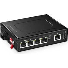 Binardat Industrial 5 Port Gigabit Solar POE Switch, Input DC 9V-57V to DC 48V Voltage Booster, IEEE802.3af/at/bt POE, Din Rail Wallmount Unmanaged Fanless IP40 Switch