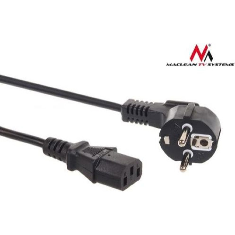 Cable Maclean MCTV-692 Power cable 3pin EU plug Length 3m Black