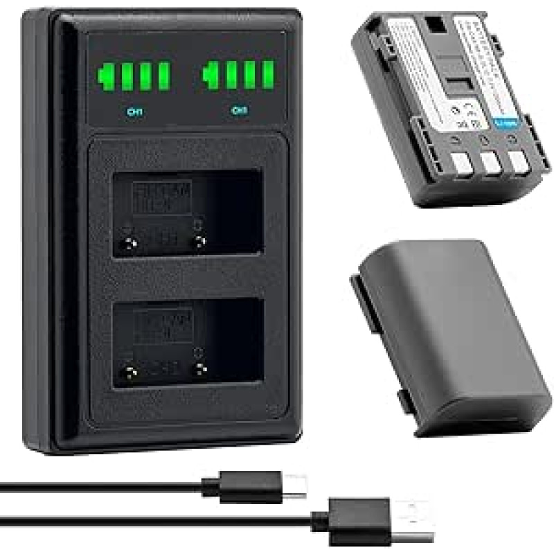 2 NB-2L NB-2LH akumuliatorių pakuotė + dvigubas USB įkroviklis, skirtas 