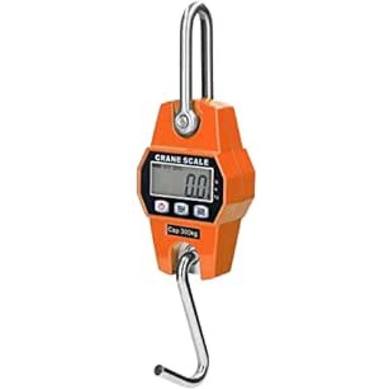 Industrielle Kranwaage, 300 kg Industriekran -Skala mit Durchgang tragbarer Edelstahl -Haken LCD Elektronische digitale Hängsgewichtskalen(Yellow)