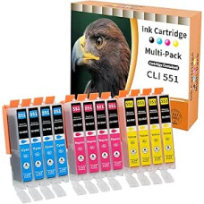 Starlet24 12x 551XL Printer Cartridges Compatible Canon CLI-551 551XL for PIXMA iP-7200 iP-7250 MX-925 MG-5450 MG-5550 MG-5650 MG-5655 MG-6350 MG-6450 MG-6650 MG-755meeting meeting 0 MX-725