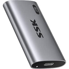 SSK išorinis SSD 2TB, USB 3.2 Gen2 nešiojamasis SSD, iki 550MB/s, išorinis kietasis diskas su USB C&A 2 in 1 kabeliu, išorinis SSD diskas iPhone 16/15/17 serijai/Android/Windows/Mac/Laptop/PC/XBOX