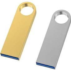 Metalinė USB atmintinė 3.0 128 GB (2 vnt.) Vandeniui atspari 3.0 mini USB atmintinė 128 GB (2 vnt.), skirta nešiojamajam kompiuteriui, kompiuteriui, televizoriui, automobiliui