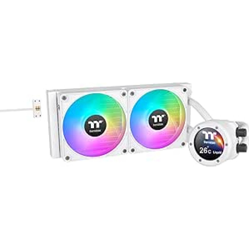 Thermaltake | TH280 V2 Ultra EX Snow ARGB | 280 mm AIO CPU aušinimas vandeniu | 2,1 colio TFT LCD (480 x 480) | MagForce 2.0 Quick Connect | 2x CT140 EX ARGB Sync PWM | Labai tylus | Intel LGA1851/1700 ir AMD