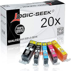 20 kasečių su lustu Suderinama su PGI-525BK, CLI-526C, CLI-526M, CLI-526Y ir CLI-526BK