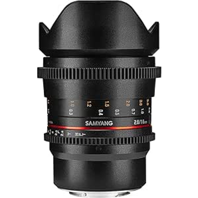 Samyang 16 mm T2.6 VDSLR rankinio fokusavimo vaizdo objektyvas 
