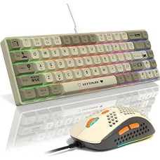 MAMBASNAKE AJAZZ AK680 mechaninė klaviatūra, 68 klavišai, 60 proc. karštai keičiama žaidimų klaviatūra + 6 reguliuojami DPI 6400 žaidimų pelės su 6 RGB lemputėmis, skirta PC/Mac/Laptop žaidėjams (raudonas linijinis jungiklis)