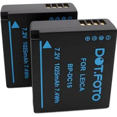2 x Dot.Foto BP-DC15-E, BP-DC15-U, BP-DC15-TK Premium 7,2 V / 1025 mAh akumuliatorius, skirtas Leica D-LUX (109 tipas), D-LUX 7 / C-LUX