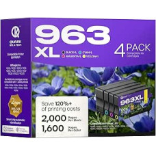 Quark 4 Stück 963XL Multipack Patronen für HP 963 963 XL für HP OfficeJet Pro 9010 9012 9013 9014 9015 9016 9018 9019 9020 9022 9023 9025 9026 9028 (Schwarz/Cyan/Magenta/Gelb)