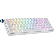 Ranked S60 Supernova Mechanical 60 Percent Keyboard, Hotswap Gaming Keyboard, 62 Programmable Keys with RGB Lighting, PC/Mac Gamer, Swedish Layout (White, Gateron Optical Blue)