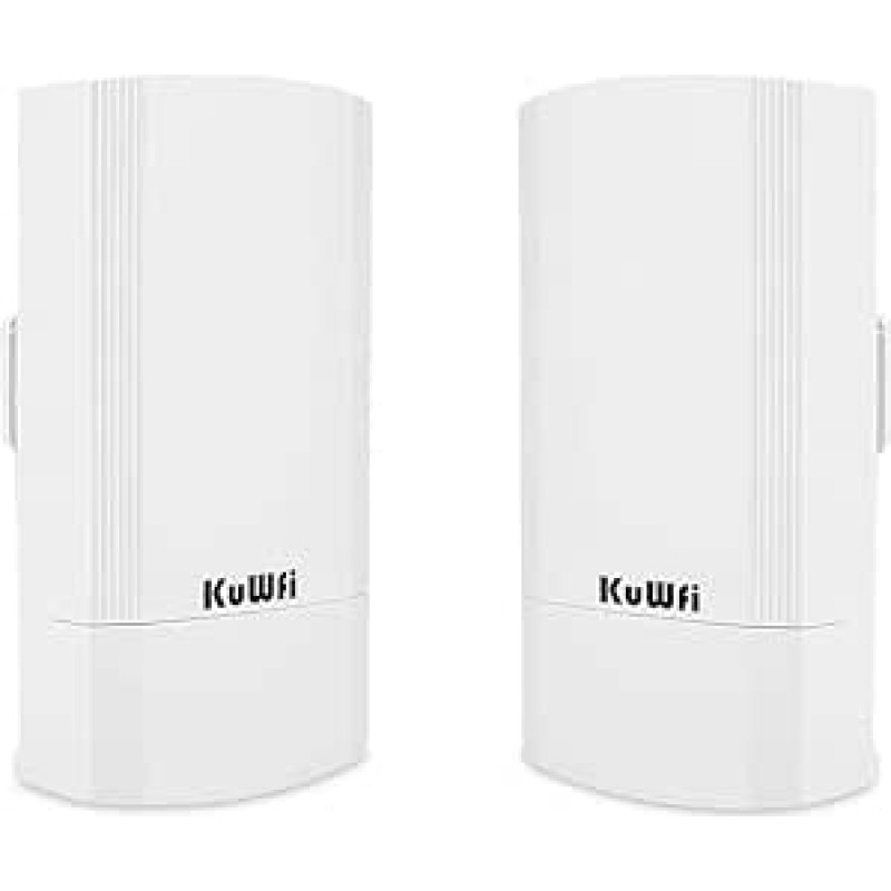 KuWFi WLAN tiltas lauke, 900 Mbps prieigos taškas prie taško WiFi tiltas, 2 km PtP/PtMP WiFi retransliatorius su 24 V PoE, kryptinis WLAN radijo ryšys Starlink maršrutizatoriui, kamerai, NVR, sodui, ūkiui