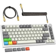 LexonElec x Attack Shark K85 Magnetic Switch Mechanical Keyboard, Rapid Trigger, Cloud Driver, Lightsync RGB Backlit, QWERTY Gasket 75% Gaming Keyboard with Button & Spiral USB C Cable for Win/Mac Grey