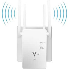 WLAN Repeater WLAN Amplifier 1200 Mbit/s Dual-Band WiFi Booster with Repeater/Router/Access Point Mode, 4 Antennas, Easy Setup, WiFi Range Extender with LAN/WAN Port (White)