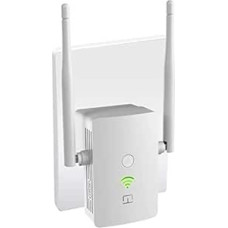 WLAN Amplifier Repeater I 1,200 Mbit/s Dual Band Internet Amplifier with High Range, LAN Connection, Socket, 867 Mbit/s 5GHz + 300 Mbit/s 2.4 GHz, Compact Design