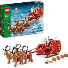 LEGO Kalėdų Senelio rogių rinkinys, konstruojamas žaislas vaikams su mini figūrėlėmis, elnių figūrėlėmis ir gitara, kojinių užpildymo idėja arba smagi kalėdinė dekoracija, dovana 9 ir daugiau metų berniukams ir mergaitėms 40499