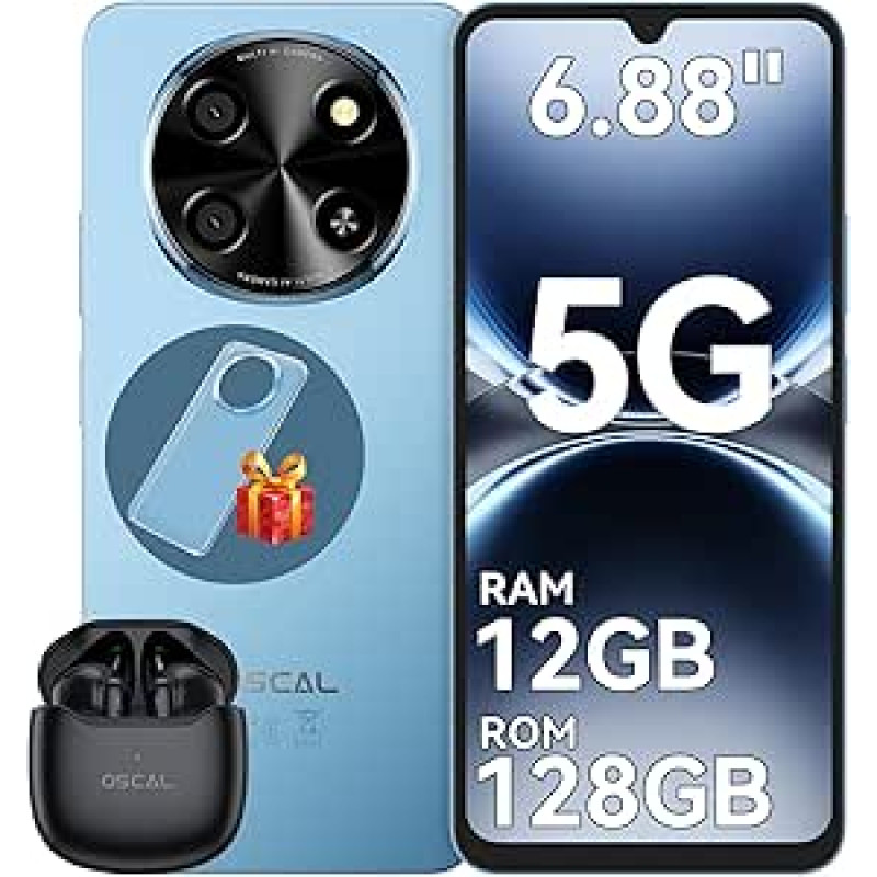 OSCAL Handy Tiger 8, 6,88 colių išmanusis telefonas be sutarties, 5G išmanusis telefonas (2026), 120 Hz, 