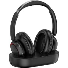 Belaidės TV ausinės, belaidės TV ausinės su TV siųstuvo įkrovimo stotimi senjorams, klausos negalią turintiems žmonėms, be garso vėlavimo, 