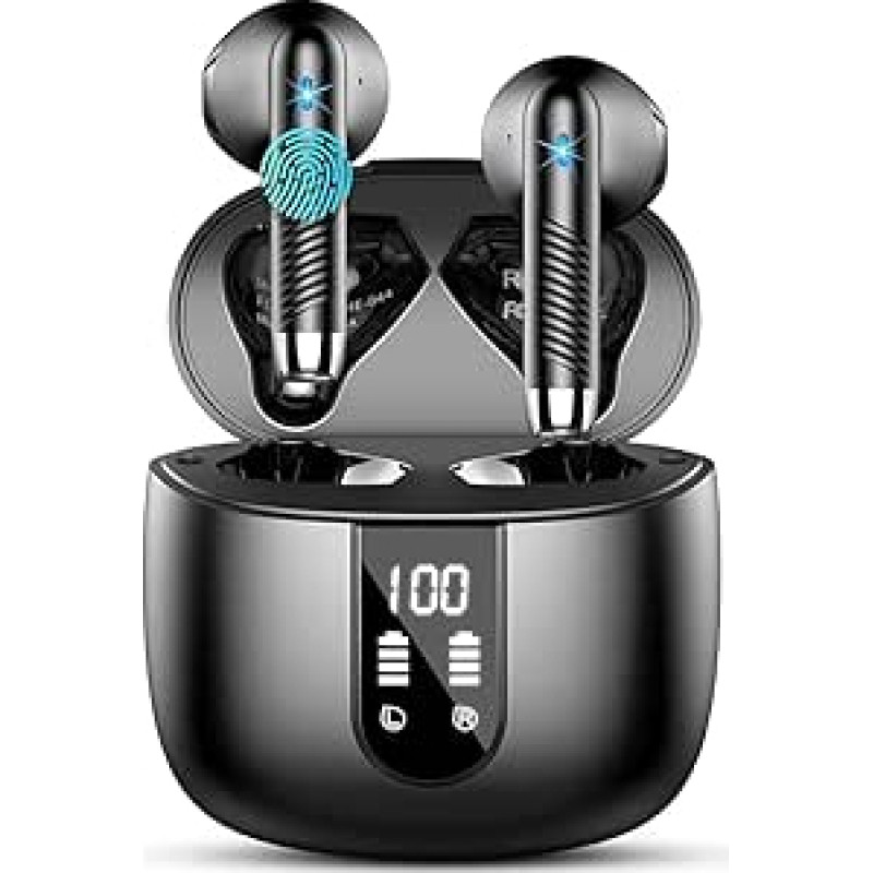 Drsaec Bluetooth 5.4 Kopfhörer, 2026 Neu In Ear Kopfhörer Kabellos Bluetooth 6D Tiefer Bass Kabellose Kopfhörer mit 4 ENC Mic/56Std, Noise Cancelling Ear Buds, USB-C, IP7 Wasserdicht Sport Ohrhörer