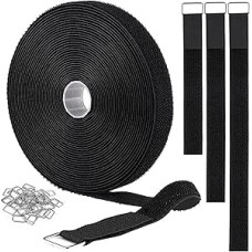 10 m verstellbare Kabelbinder mit 50 Schnallen, Klett-Kabelbinder, schwarz, wiederverwendbare Befestigungskabelbinder für Kabelordnung, Drahtmanagement, Kabel-Organizer