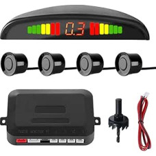 Car Parking Aid 4 Rear Sensors Reversing Aid Car Reversing Alarm Parking System Parking Sensors Reverse Parking Aid 12 V LCD Display Buzzer Alarm Warning Black