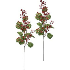 Dirbtinė Ilex šakelė su uogomis 2 vnt. 64 cm uogų šakelė Dekoratyvinė šakelė Didelė šakelė Gėlės Šakos Advento vainikams Garsenybės Grindų vaza Kalėdų dekoracijos Floristika Dirbtinės gėlės