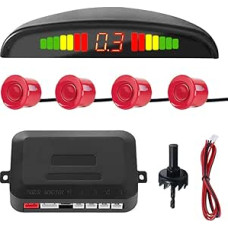 Car Parking Aid 4 Rear Sensors Reversing Aid Car Reversing Alarm Parking System Parking Sensors Reverse Parking Aid 12 V LCD Display Buzzer Alarm Warning Red
