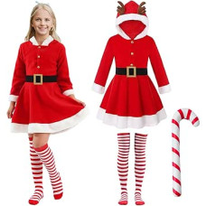 Kalėdinis moters kostiumas Merginos Moterys Moterys Velvet Santa kostiumas su diržu Kalėdinė moters suknelė Kalėdinė suknelė su gobtuvu Kalėdų vakarėliui Cosplay