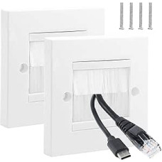 Kabeleinführungsabdeckung, Bürstenplatten für Kabel, Bürstenplatten, Kabeleinführungsabdeckung mit Bürsten für Drähte und Kabelzugang (weiß), 2 Stück
