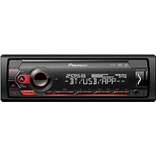 Pioneer MVH-S420DAB-AN with DAB Antenna, 1-DIN Car Radio with DAB+, Red, German Menu Guide, Bluetooth, USB, AUX Input, iPod/iPhone Direct Control, Hands-Free Kit, Smart Sync