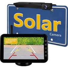 Wireless Solar Camera Reversing Camera with 5 Inch Monitor, HD 1080P, IP68K Waterproof, 3 Min Mounting for Car, Trailer, Caravan, Pickup