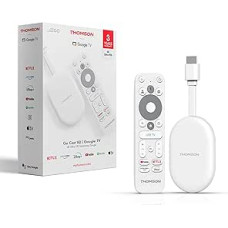 THOMSON Go Cast 152, Google TV, 4K UHD, Streaming Dongle, Voice Control, Google Cast, Dolby Atmos, Dolby Digital Plus, Wi Fi, Multiple Plug Power Supply, 2GB RAM, 32GB Storage