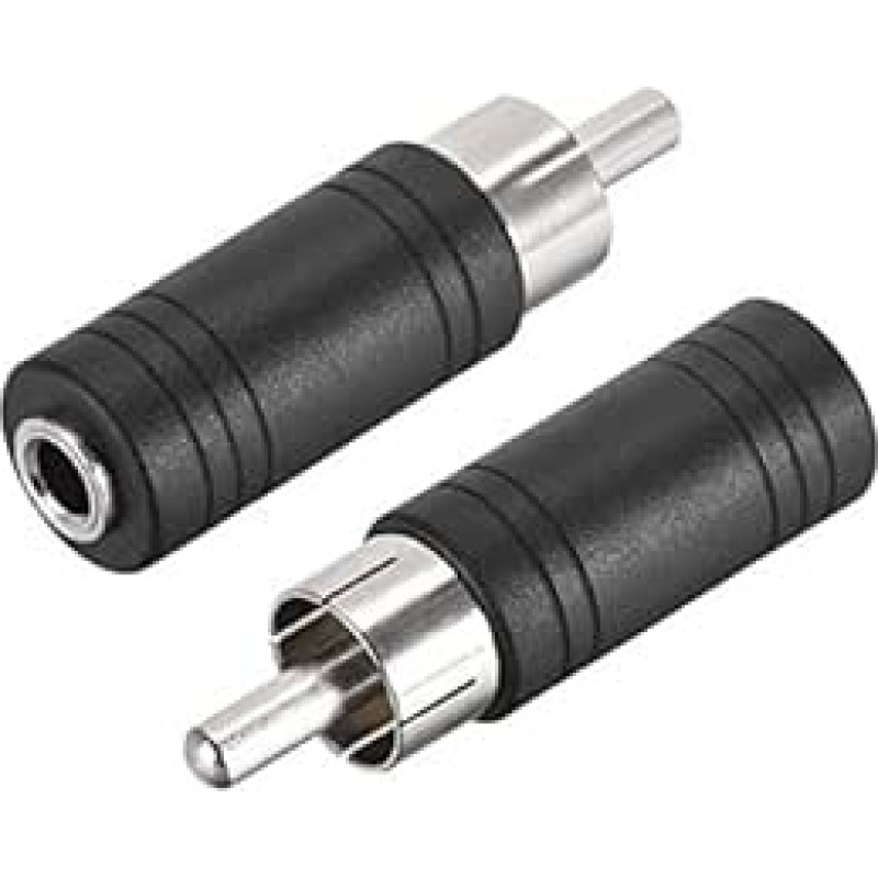2 x RCA vyriškos ir 3,5 mm moteriškos lyties stereofoninio garso ir vaizdo adapterio jungties keitiklis Juodas