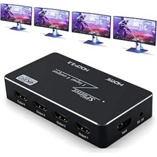 HDMI 1x4 Splitter 4K@60Hz with EDID Auto-Sync & HDCP 2.2, for PS5/Xbox - Stable Signal, Uninterruptible Playback on 4 Monitors