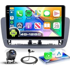 4G + 128G Car Radio Android 15 for Seat Ibiza 2012-2015, 9 Inch In-Cell HD Touchscreen with Wireless Carplay Android Car, Car Radio with GPS Wi-Fi USB Bluetooth FM RDS Radio Reversing Camera