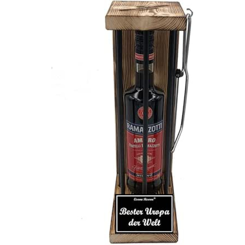 Ramazzotti Geschenk für Uropa Weihnachten - Eiserne Reserve Black Edition Geschenkset Text s/w Bester Uropa der Welt Kräuterlikör (1 x 0,70 l)