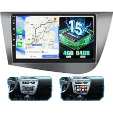4+64GB Android 15 Autoradio für Seat Leon 2005-2012 Wireless Carplay Android Auto, 9 Zoll Touchscreen Radio mit Bluetooth/GPS/Rückfahrkamera/FM/RDS/EQ/WiFi/SWC/UI