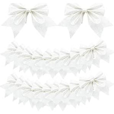 20 kalėdinių eglučių dekoracijų lankų pakuotė Baltos kalėdinės eglutės dekoracijos lankas Kalėdų blizgučių dekoracijos Kalėdų eglutės dekoracijoms