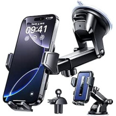 VANMASS 2026【Tikra karinė klasė】 Mobiliojo telefono laikiklis automobilyje 【Upgrade Super siurbimo taurė ir spaustukas】 4-in-1 mobiliojo telefono laikiklis automobilinis mobiliojo telefono laikiklis prietaisų skydelio disko vėdinimo priedai anglies pluošt