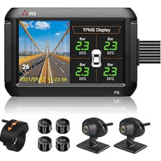 VSYSTO F9C Automobilio prietaisų skydelio kamera Dviguba 1080P priekinė ir galinė kamera 4 colių ekranas Prietaisų skydelio kamera WiFi automobilio kamera su padangų slėgio stebėjimo sistema su naktiniu matymu GPS G jutiklis Įrašymas kilpa automobiliui