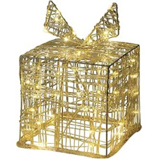 Decorative Christmas Gift Box with 30 Warm White Micro LEDs 15 x 15 x 15 cm