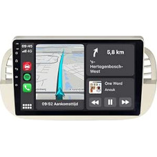 4 + 64 GB Android 13 Car Radio for Fiat 500 500C 2007-2015 Stereo 8-Core GPS Navigation with Wireless CarPlay Android Car Bluetooth 4G LTE WiFi (White)