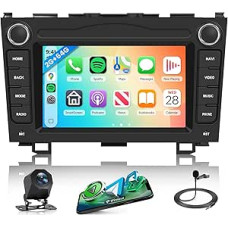 2G + 64G Wireless Carplay Android Car Radio for Honda CRV CR-V 3 2007-2011 7 Inch Touchscreen Car Radio with Android Car Navigation GPS WiFi Mirror Link Bluetooth FM/RDS EQ/USB/Steering Wheel Control